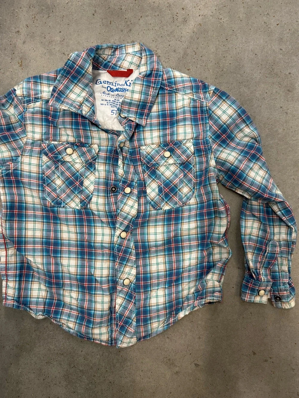 OshKosh Genuine Kids Boys Plaid Button Down Shirt Size 5T